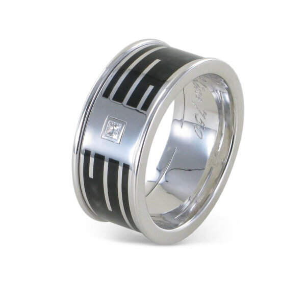 Herrenring mit schwarzer Coloriteinlage 750/WG