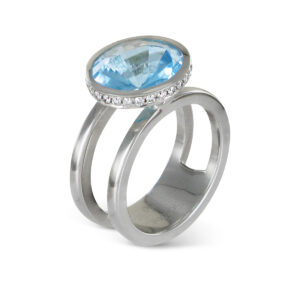 Bandring mit Blautopas und Diamant